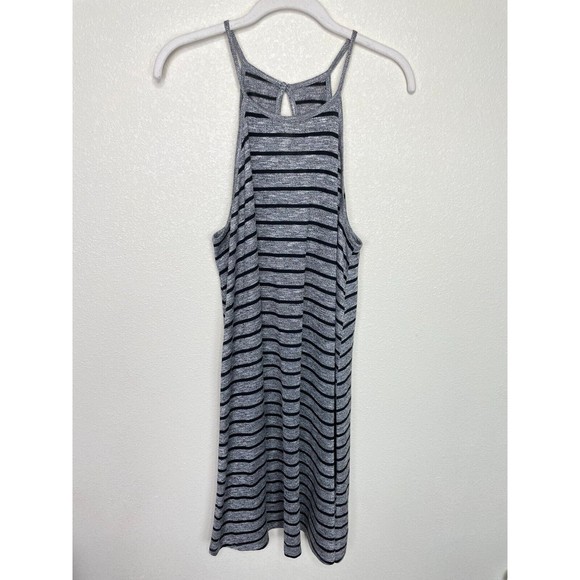 Love Fire Striped Large Halter Knit Midi Dress Gray Sleeveless Keyhole Back New - Picture 1 of 7